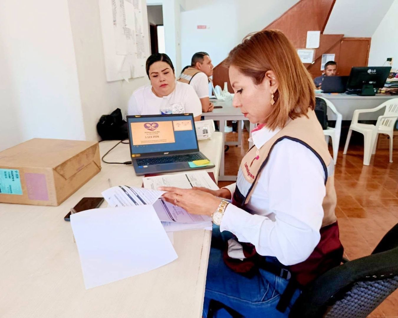 Supervisión de la entrega de apoyos alimentarios de SEBIEN en Tamaulipas